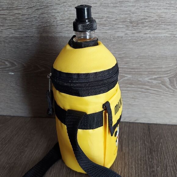 NEW Disney Mickey Mouse Yellow Plastic Water Bottle w/ Zipper Case & Strap - Picture 3 of 5